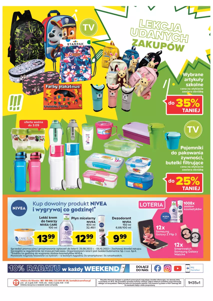 Gazetka promocyjna Carrefour - Gazetka Carrefour - ważna 30.08 do 10.09.2022 - strona 46 - produkty: Dezodorant, Gala, Gra, Gry, Nivea, Płyn micelarny, Samsung, Smartwatch