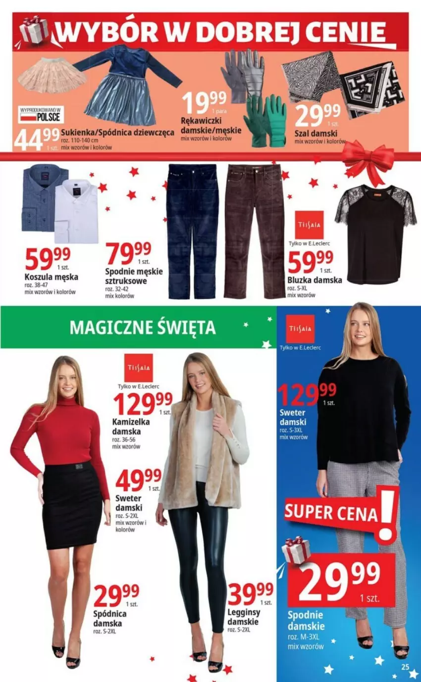 Gazetka promocyjna E Leclerc - ważna 28.11 do 09.12.2023 - strona 18 - produkty: Gin, Kamizelka, Legginsy, Spódnica, Spodnie, Sukienka, Sweter, Szal