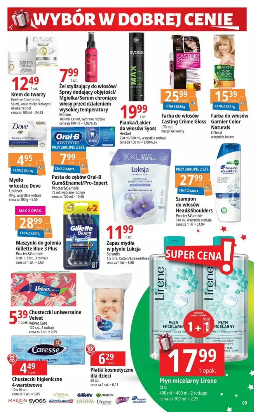 Gazetka promocyjna E Leclerc - ważna 28.11 do 09.12.2023 - strona 32 - produkty: BIC, Chusteczki, Dove, Dzieci, Fa, Farba do włosów, Garnier, Gillette, Kolagen, Lakier, Lirene, Luksja, Mydło, Pasta do zębów, Płatki kosmetyczne, Por, Rum, Ser, Serum, Sok, Syoss, Szampon, Tera, Velvet