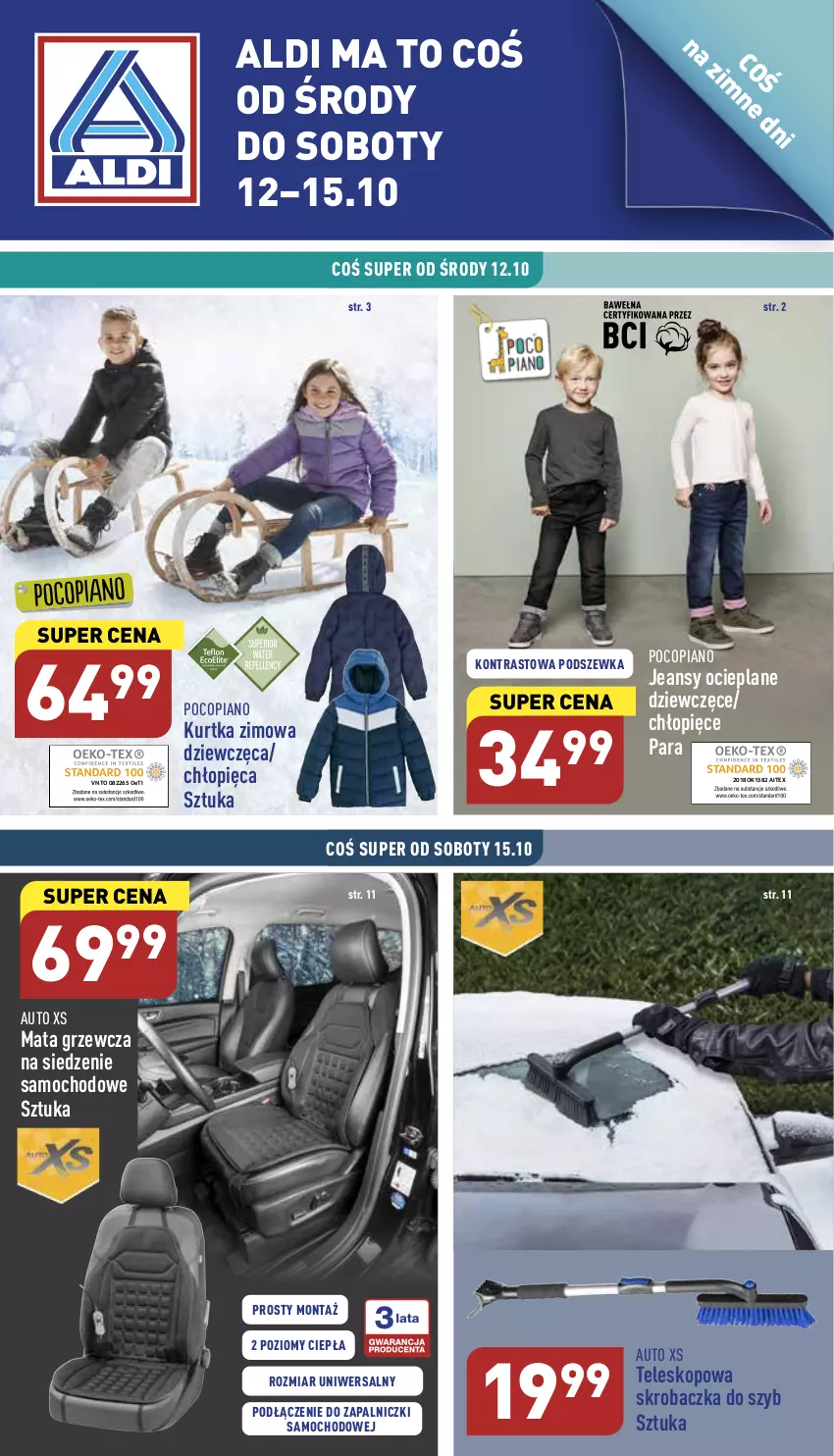 Gazetka promocyjna Aldi - Zaplanuj zakupy wcześniej - ważna 12.10 do 15.10.2022 - strona 1 - produkty: Kurtka, Mata grzewcza, Pocopiano, Skrobaczka, Skrobaczka do szyb, Teleskop