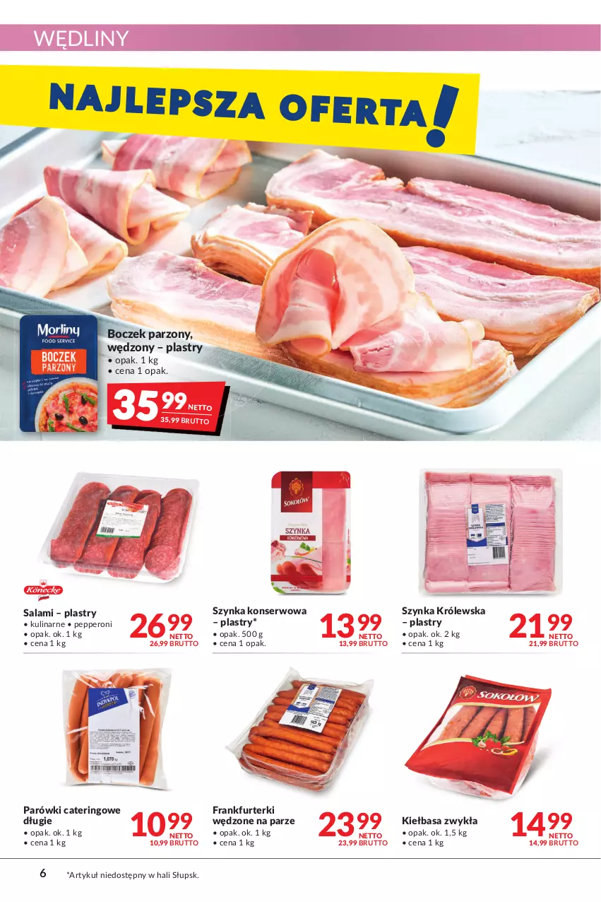 Gazetka promocyjna Makro - [Oferta promocyjna] Artykuły spożywcze i przemysłowe - ważna 12.07 do 25.07.2022 - strona 6 - produkty: Boczek, Frankfurterki, Kiełbasa, Parówki, Salami, Ser, Szynka, Szynka konserwowa, Szynka Królewska