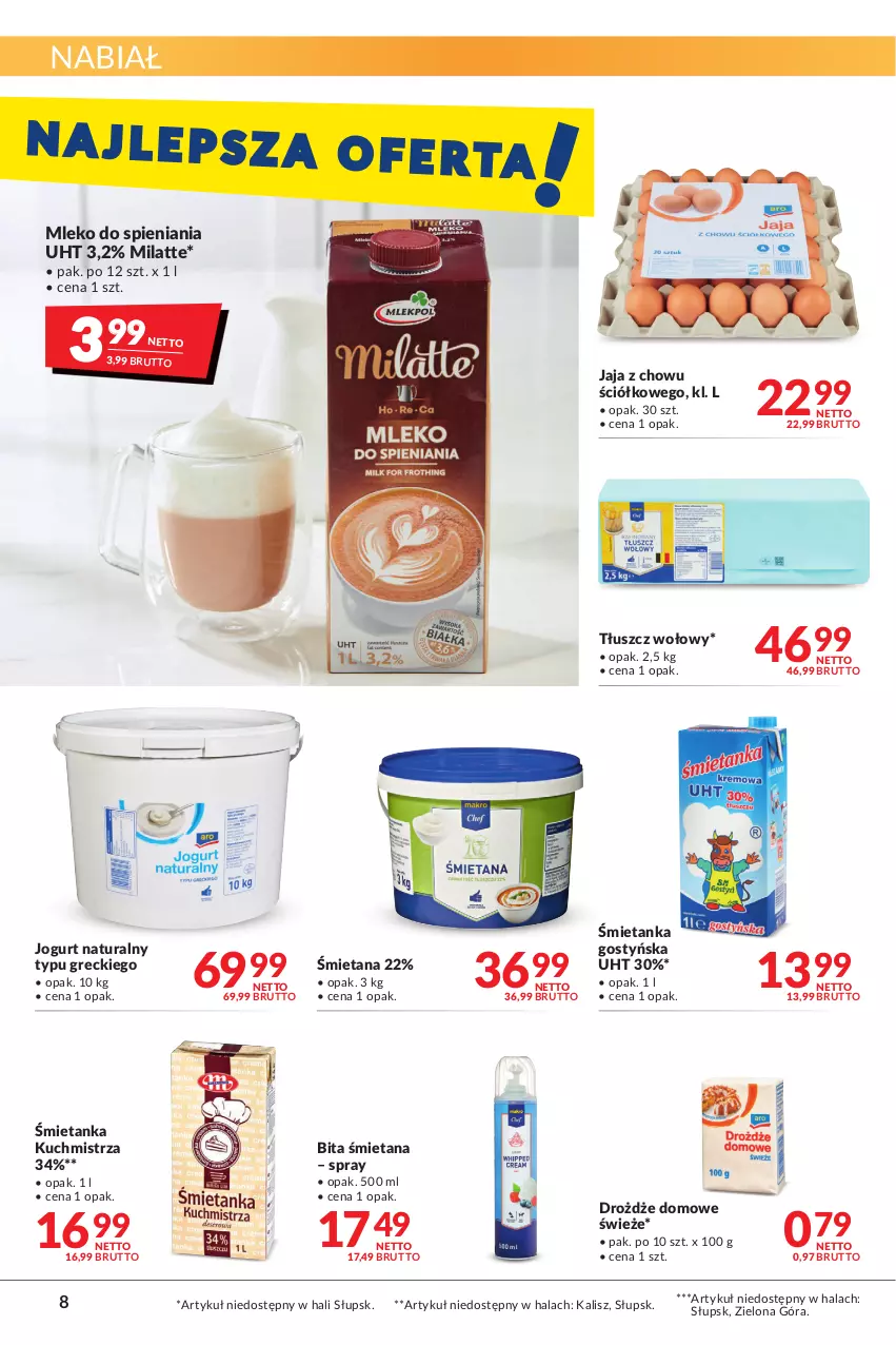 Gazetka promocyjna Makro - [Oferta promocyjna] Artykuły spożywcze i przemysłowe - ważna 12.07 do 25.07.2022 - strona 8 - produkty: Drożdże, Jaja, Jogurt, Jogurt naturalny, Mleko, Tłuszcz wołowy