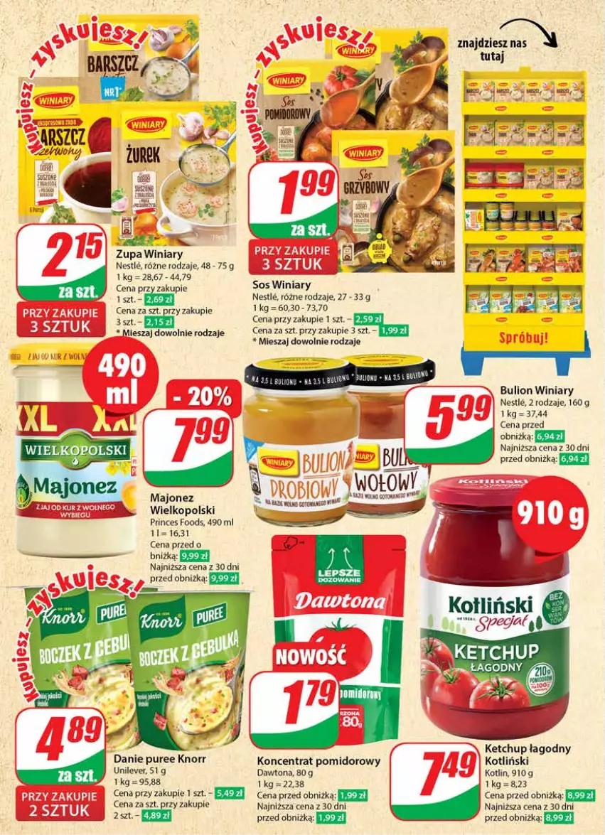 Gazetka promocyjna Dino - Gazetka 010 - ważna 06.03 do 12.03.2024 - strona 16 - produkty: Bulion, Dawtona, Dell, Ketchup, Knorr, Koncentrat pomidorowy, Kotlin, Lion, Pur, Sos, Winiary, Zupa