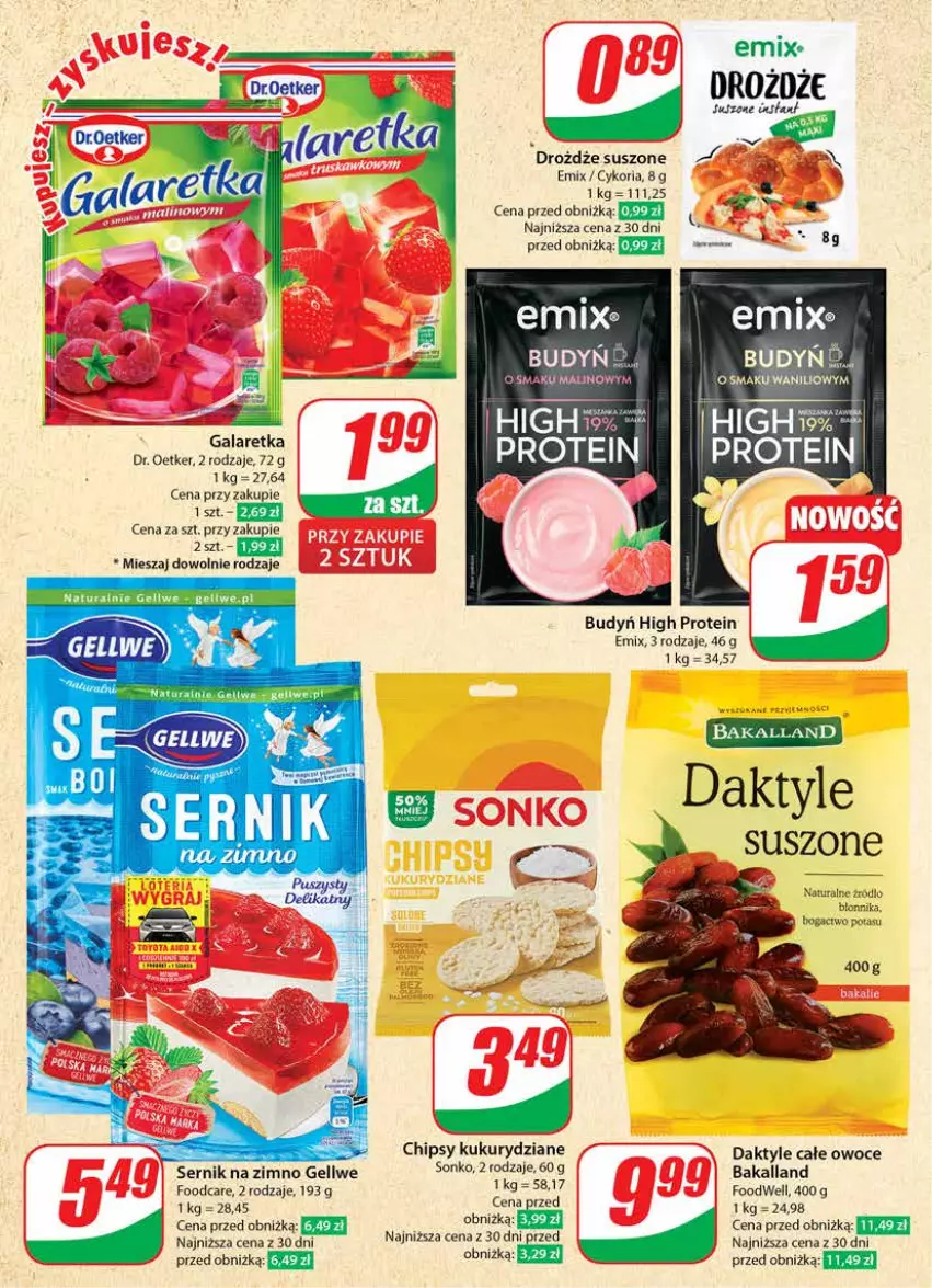 Gazetka promocyjna Dino - Gazetka 010 - ważna 06.03 do 12.03.2024 - strona 18 - produkty: Bakalland, Budyń, Chipsy, Daktyle, Dr. Oetker, Drożdże, Owoce, Ser, Sonko