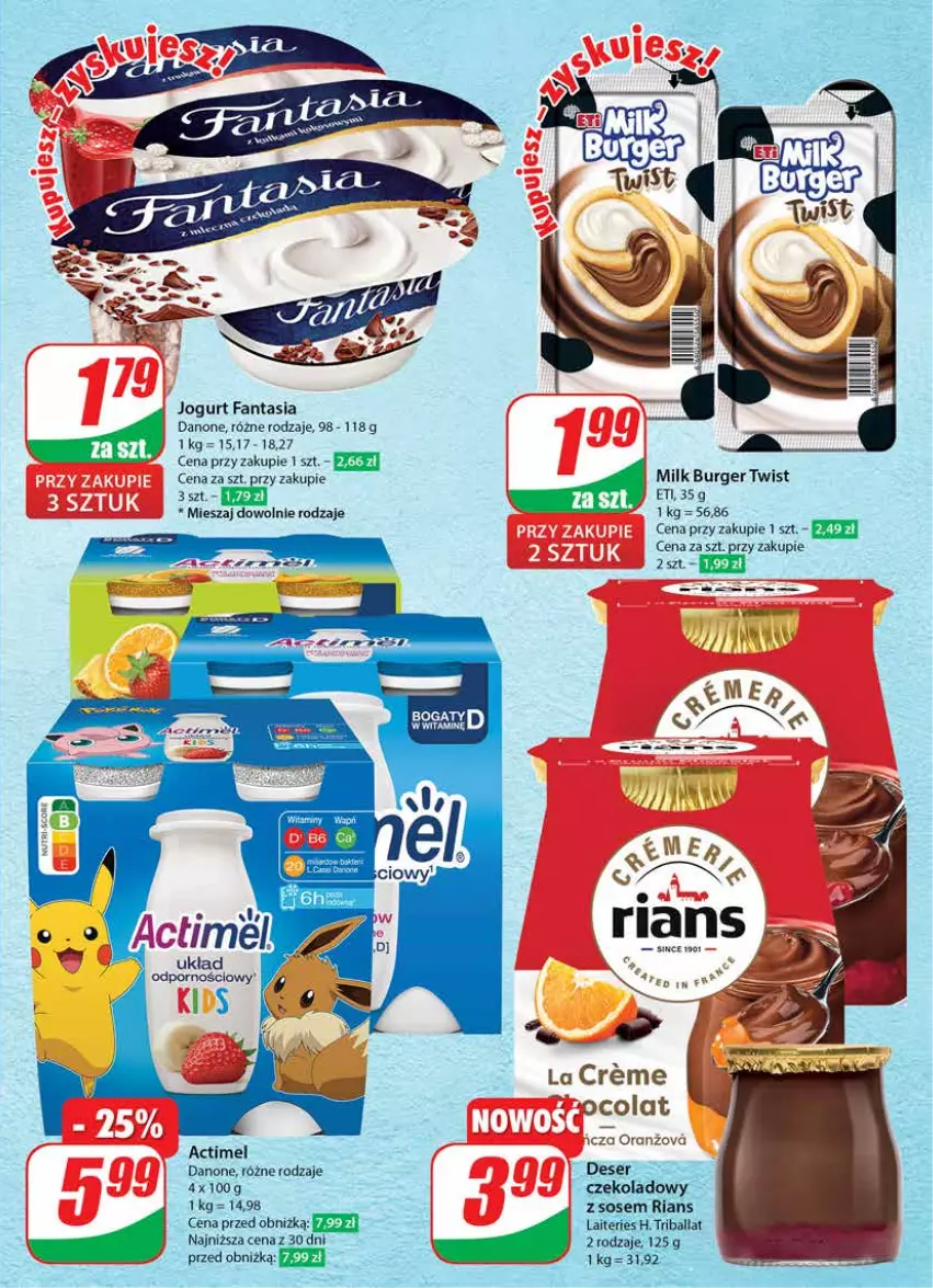 Gazetka promocyjna Dino - Gazetka 010 - ważna 06.03 do 12.03.2024 - strona 35 - produkty: Actimel, Burger, Danone, Deser, Fa, Fanta, Jogurt, Por, Ser, Sos