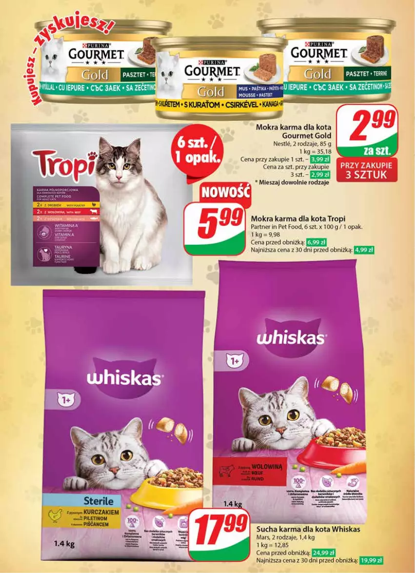 Gazetka promocyjna Dino - Gazetka 010 - ważna 06.03 do 12.03.2024 - strona 52 - produkty: Gourmet Gold, Mars, Mokra karma, Sucha karma, Whiskas