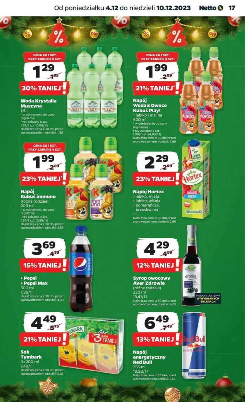 Gazetka promocyjna Netto - ważna 04.12 do 10.12.2023 - strona 9 - produkty: Fa, Gra, Hortex, Koc, Kubuś, LG, Mięta, Mus, Napój, Owoce, Pepsi, Pepsi max, Sok, Syrop, Szyna, Tymbark, Woda, Zdrowie