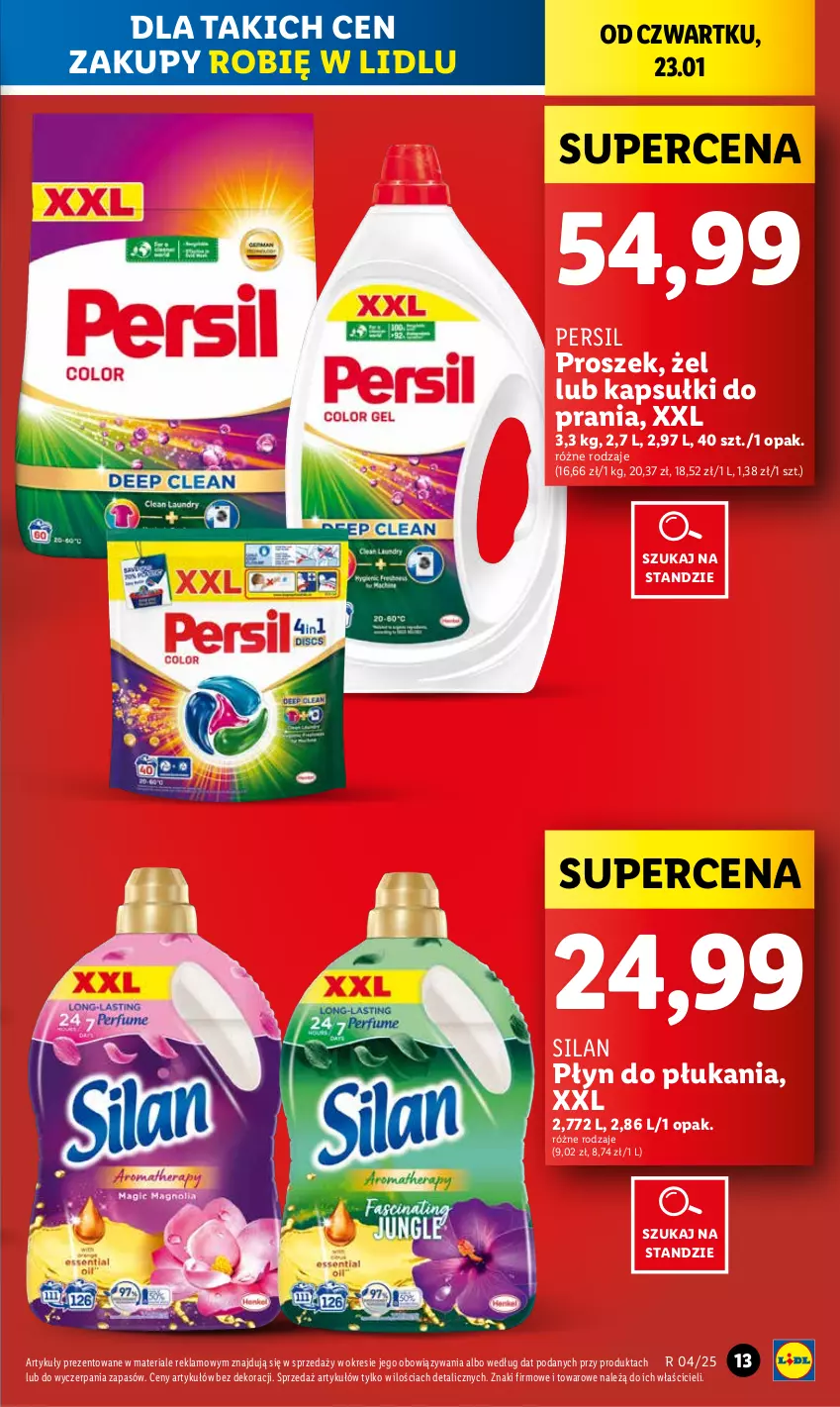 Gazetka promocyjna Lidl - GAZETKA - ważna 23.01 do 26.01.2025 - strona 13 - produkty: Kapsułki do prania, Persil, Płyn do płukania, Silan