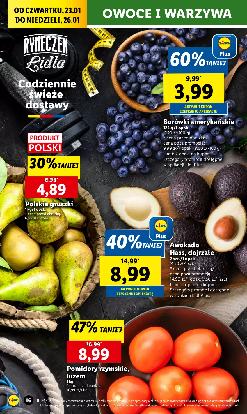 Gazetka promocyjna Lidl - GAZETKA - ważna 23.01 do 26.01.2025 - strona 16 - produkty: Gruszki, Owoce, Pomidory, Warzywa