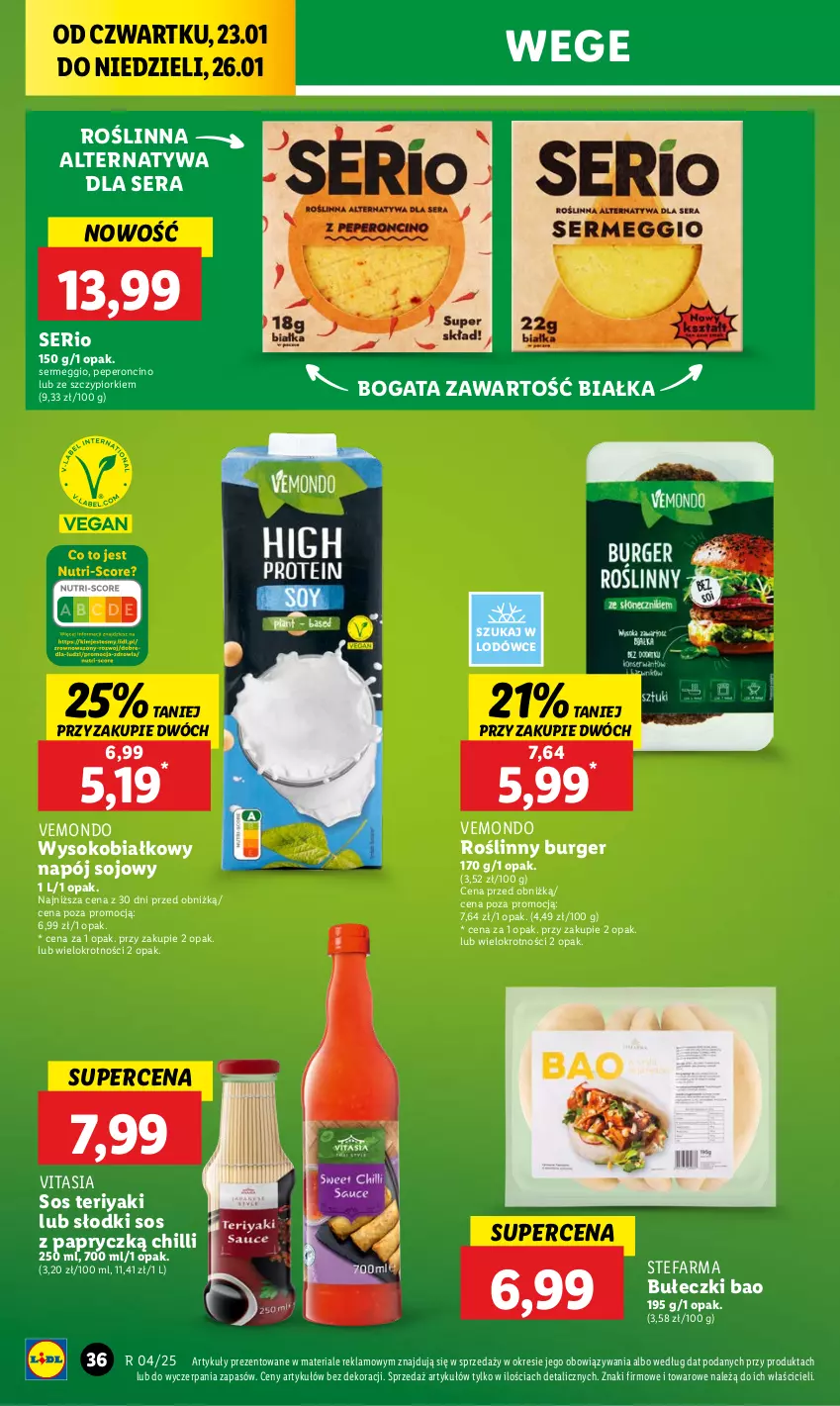 Gazetka promocyjna Lidl - GAZETKA - ważna 23.01 do 26.01.2025 - strona 38 - produkty: Bułeczki, Burger, Fa, Napój, Roślinny burger, Ser, Sok, Sos