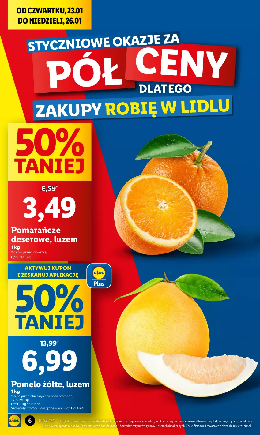 Gazetka promocyjna Lidl - GAZETKA - ważna 23.01 do 26.01.2025 - strona 6 - produkty: Deser, Pomarańcze, Pomelo, Ser