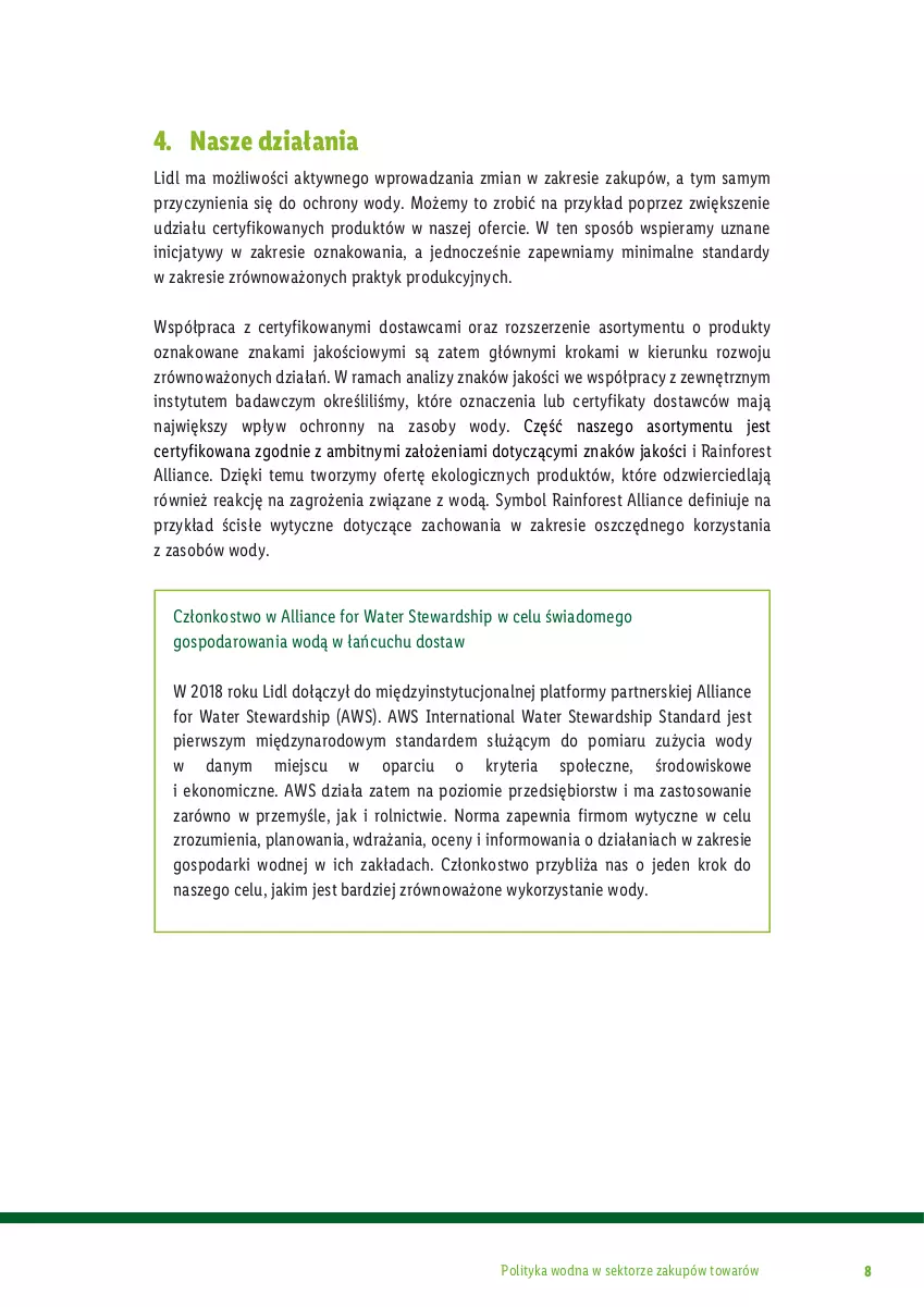 Gazetka promocyjna Lidl - Polityka zakupowa Save Water - ważna 21.03.2024 do 21.03.2030 - strona 8 - produkty: O nas, Rama