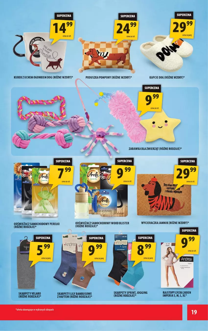 Gazetka promocyjna Arhelan - Gazetka - ważna 25.09 do 03.10.2026 - strona 19 - produkty: Gin, Kapcie, Karp, Kubek, Poduszka, Pompony, Rajstopy, Top, Wycieraczka, Zabawka