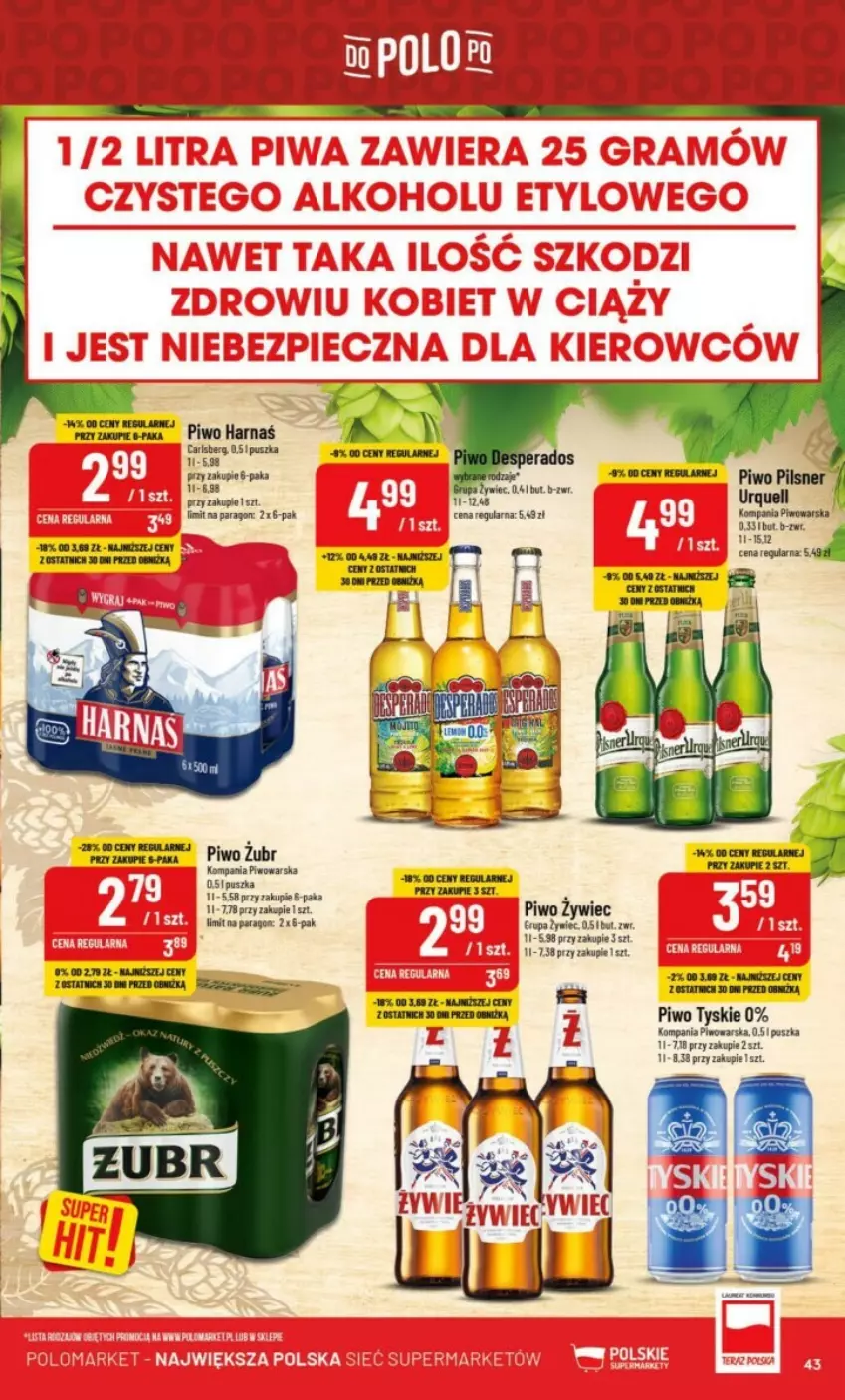 Gazetka promocyjna PoloMarket - ważna 08.11 do 14.11.2023 - strona 38 - produkty: Carlsberg, Harnaś, Piwo, Tyskie