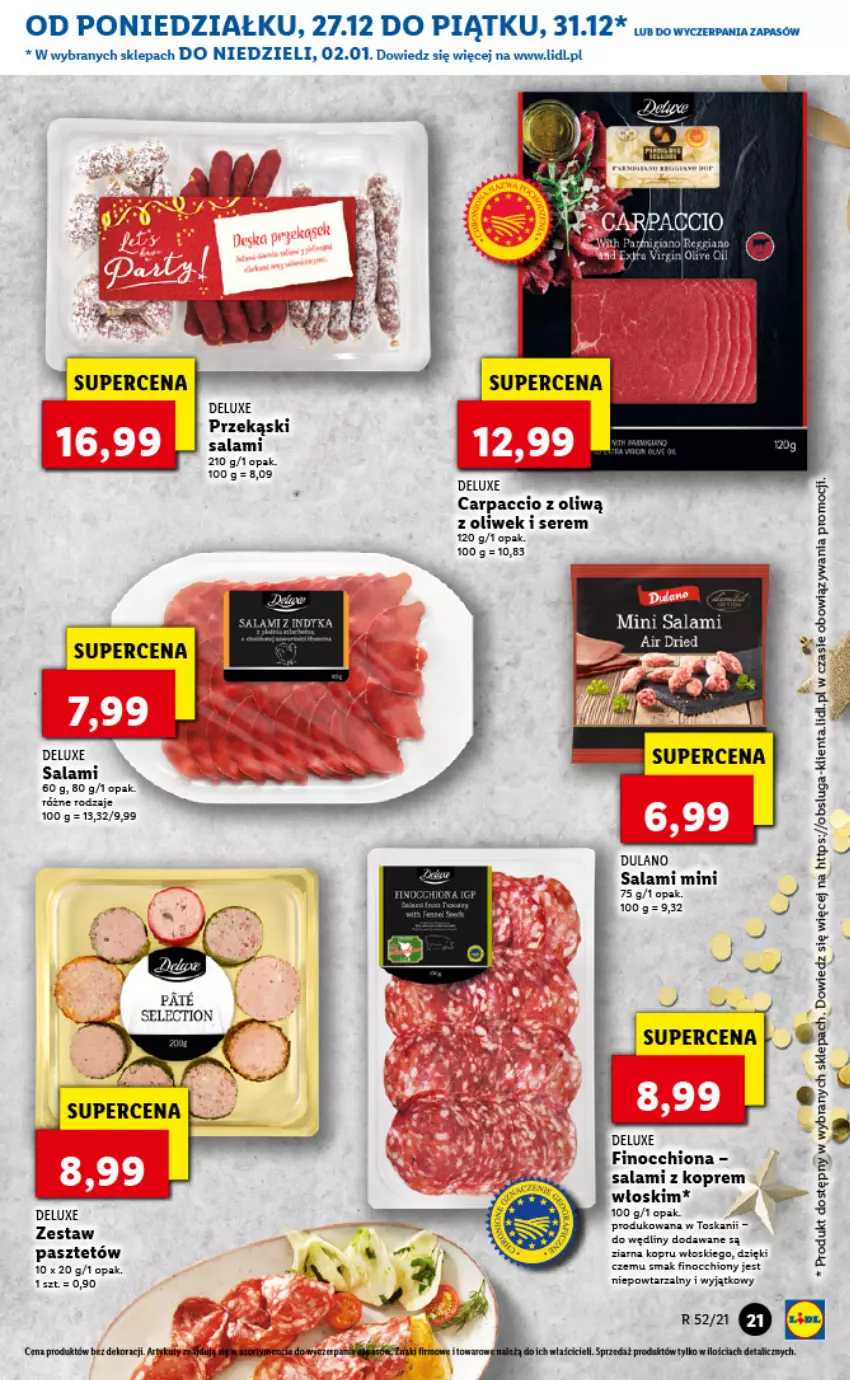 Gazetka promocyjna Lidl - GAZETKA - ważna 27.12.2021 do 02.01.2022 - strona 23 - produkty: Carpaccio, Dulano, Pasztet, Salami, Ser