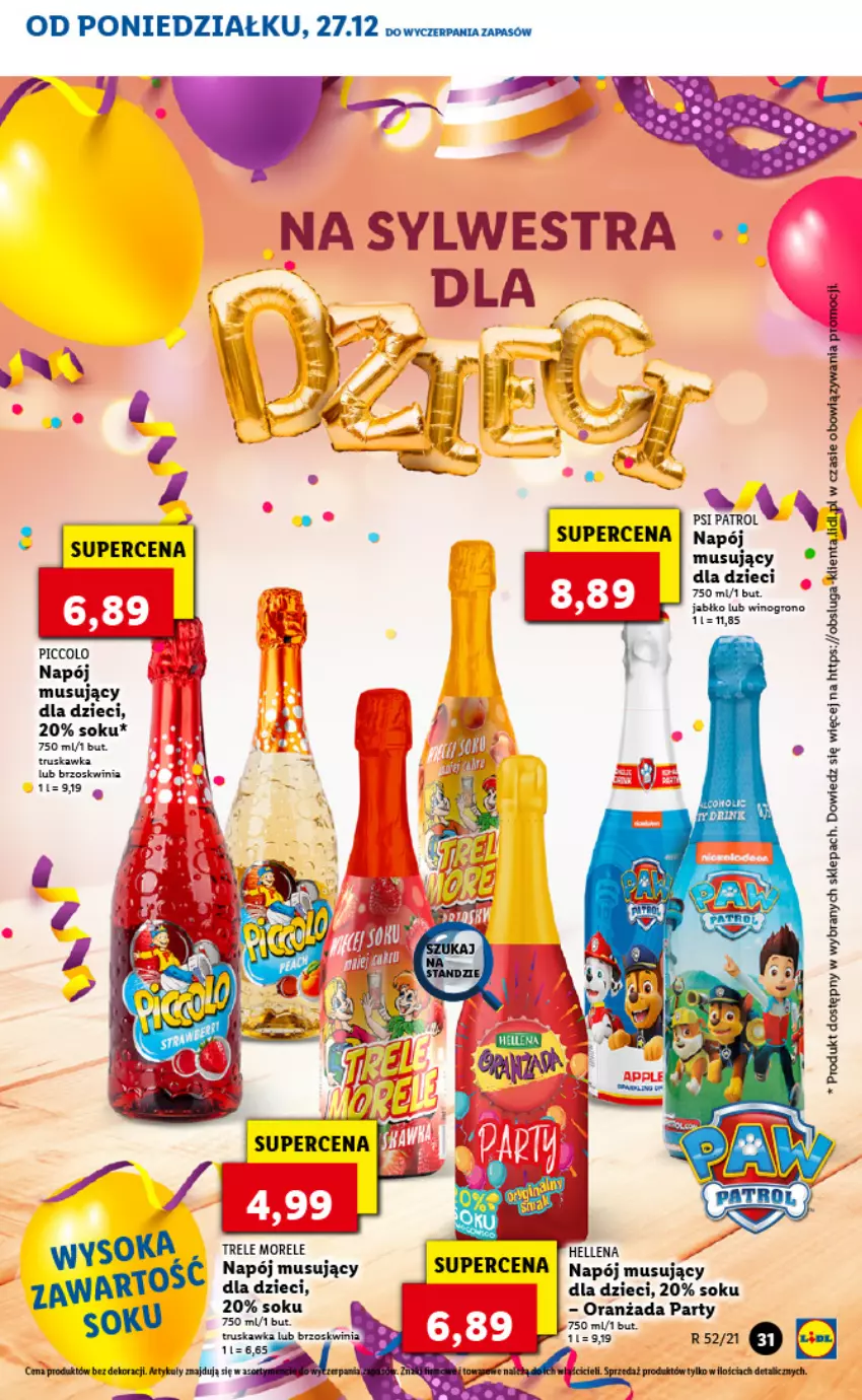 Gazetka promocyjna Lidl - GAZETKA - ważna 27.12.2021 do 02.01.2022 - strona 33 - produkty: Dzieci, Hellena, Jabłka, Mus, Napój, Napój musujący, Oranżada, Sok, Wino, Winogrona