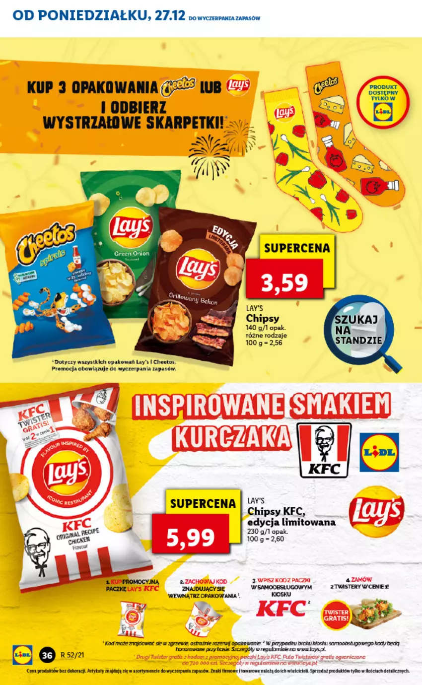 Gazetka promocyjna Lidl - GAZETKA - ważna 27.12.2021 do 02.01.2022 - strona 38 - produkty: Chipsy, Fa, Gra, Karp, Kurczak, Skarpetki