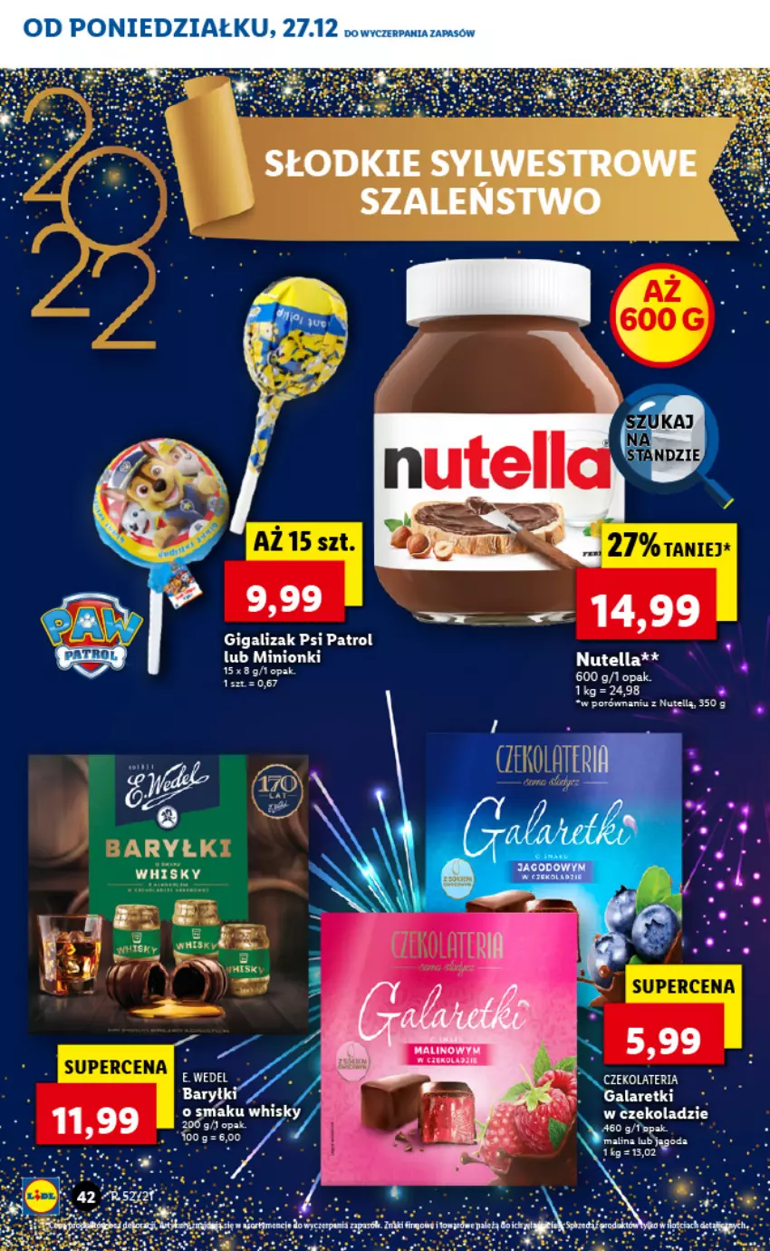 Gazetka promocyjna Lidl - GAZETKA - ważna 27.12.2021 do 02.01.2022 - strona 44 - produkty: E. Wedel, Fa, Gala, Galaretki, Por, Psi Patrol, Whisky