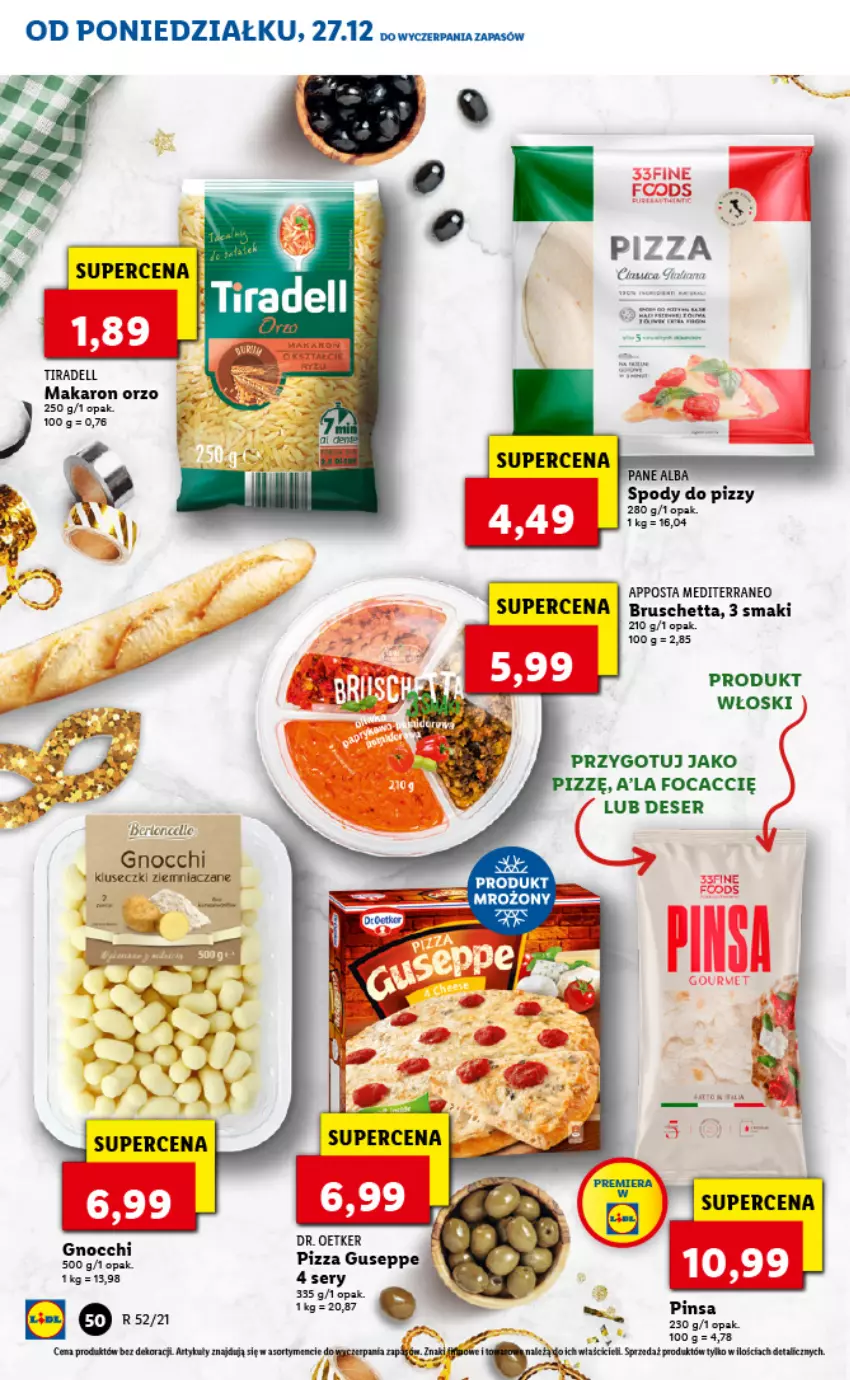 Gazetka promocyjna Lidl - GAZETKA - ważna 27.12.2021 do 02.01.2022 - strona 52 - produkty: Dell, Deser, Gnocchi, Makaron, Pizza, Por, Ser