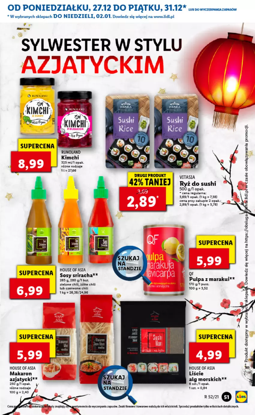 Gazetka promocyjna Lidl - GAZETKA - ważna 27.12.2021 do 02.01.2022 - strona 53 - produkty: House of Asia, LG, Makaron, Runoland, Ryż, Ryż do sushi, Sos, Sushi