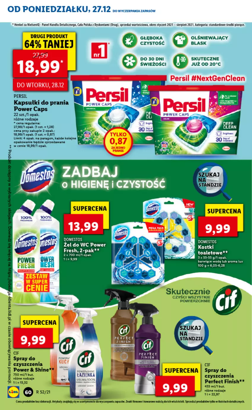 Gazetka promocyjna Lidl - GAZETKA - ważna 27.12.2021 do 02.01.2022 - strona 62 - produkty: Cif, Finish, Kapsułki do prania, Olej, Persil, Por, Tera