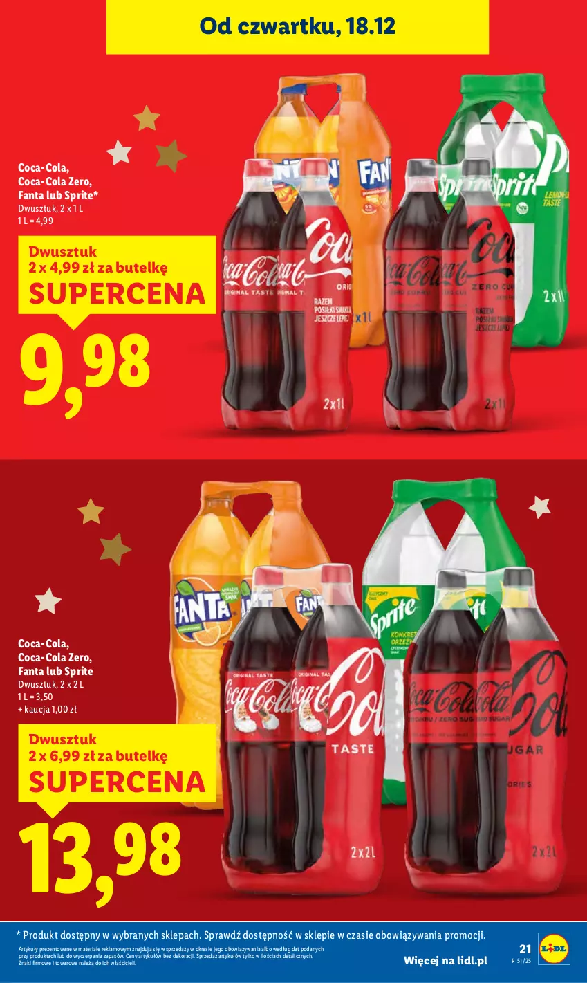 Gazetka promocyjna Lidl - GAZETKA - ważna 18.12 do 21.12.2025 - strona 21 - produkty: Coca-Cola, Fa, Fanta, Sprite