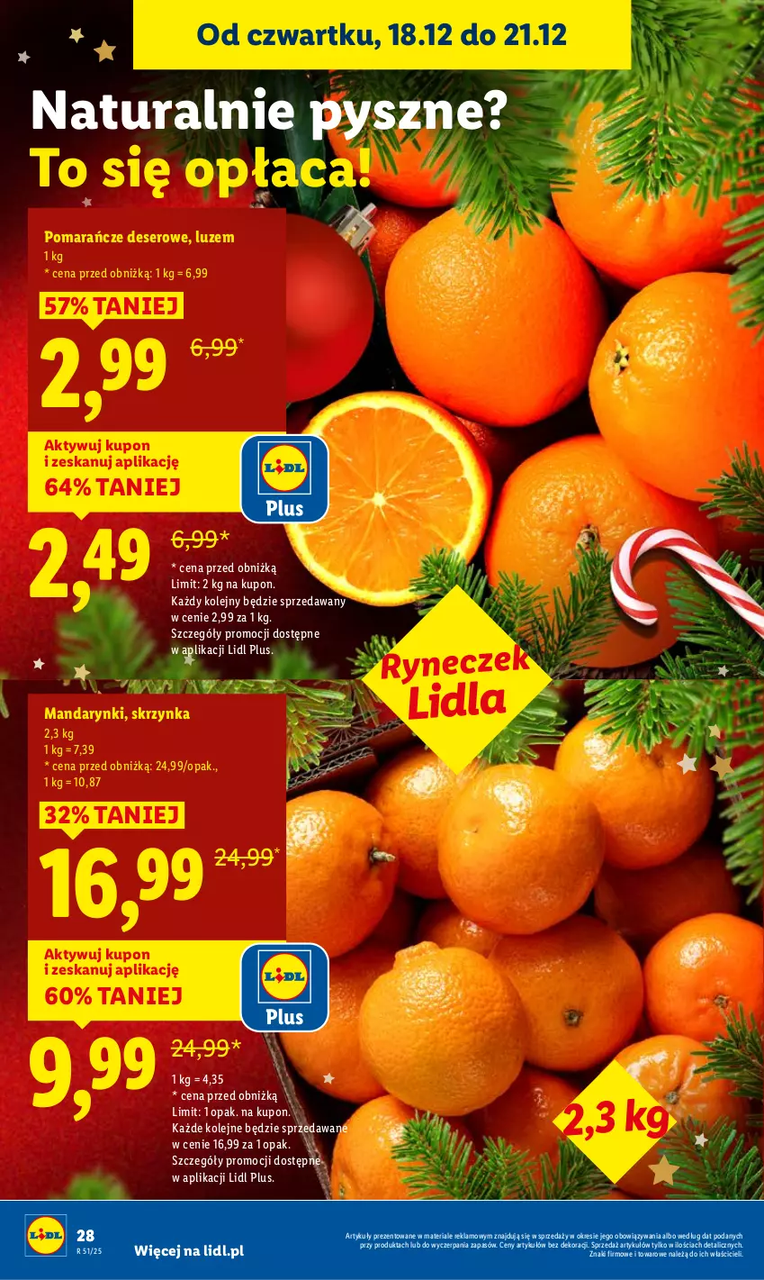 Gazetka promocyjna Lidl - GAZETKA - ważna 18.12 do 21.12.2025 - strona 28 - produkty: Deser, Mandarynki, Olej, Pomarańcze, Ser