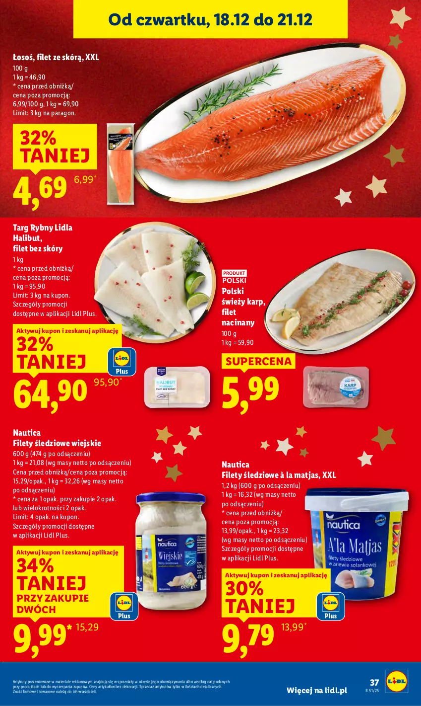 Gazetka promocyjna Lidl - GAZETKA - ważna 18.12 do 21.12.2025 - strona 39 - produkty: Halibut, Karp, Matjas