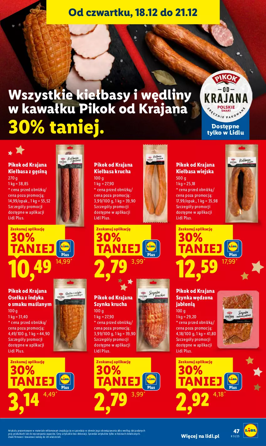 Gazetka promocyjna Lidl - GAZETKA - ważna 18.12 do 21.12.2025 - strona 49 - produkty: Kawa, Kiełbasa, Kiełbasa krucha, Kiełbasa wiejska, PIKOK, Szynka