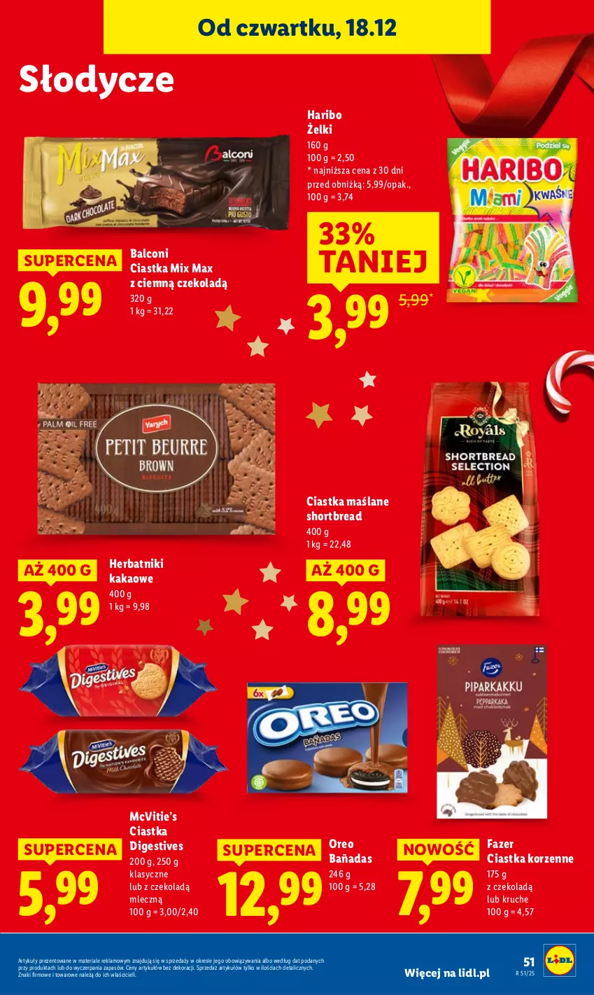 Gazetka promocyjna Lidl - GAZETKA - ważna 18.12 do 21.12.2025 - strona 53 - produkty: Alcon, Ciastka, Fa, Haribo, Herbatniki, Kakao, Oreo