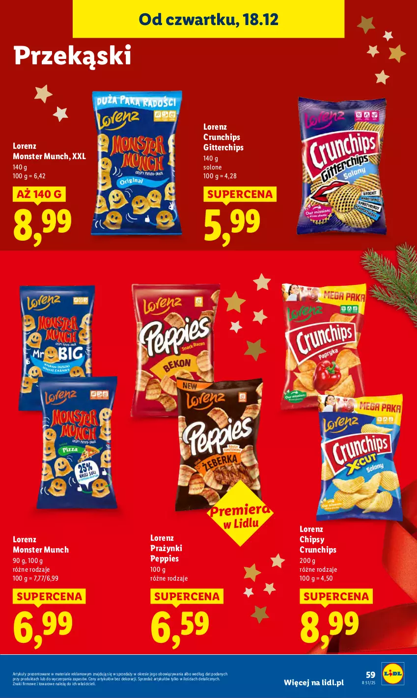 Gazetka promocyjna Lidl - GAZETKA - ważna 18.12 do 21.12.2025 - strona 61 - produkty: Chipsy, Crunchips, Lorenz, Monster Munch