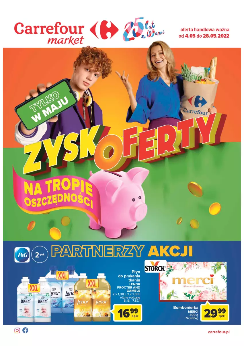 Gazetka promocyjna Carrefour - Gazetka Market - ważna 04.05 do 28.05.2022 - strona 1 - produkty: Lenor, Merci, Płyn do płukania