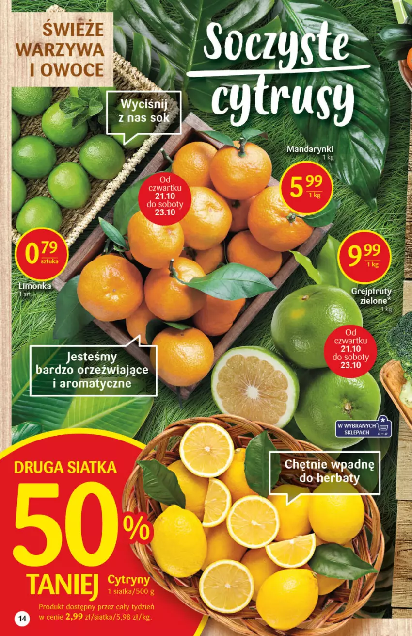 Gazetka promocyjna Delikatesy Centrum - Gazetka DC42 n. fresh - ważna 21.10 do 27.10.2021 - strona 14 - produkty: Limonka, Mandarynki, Mus, Owoce, Warzywa