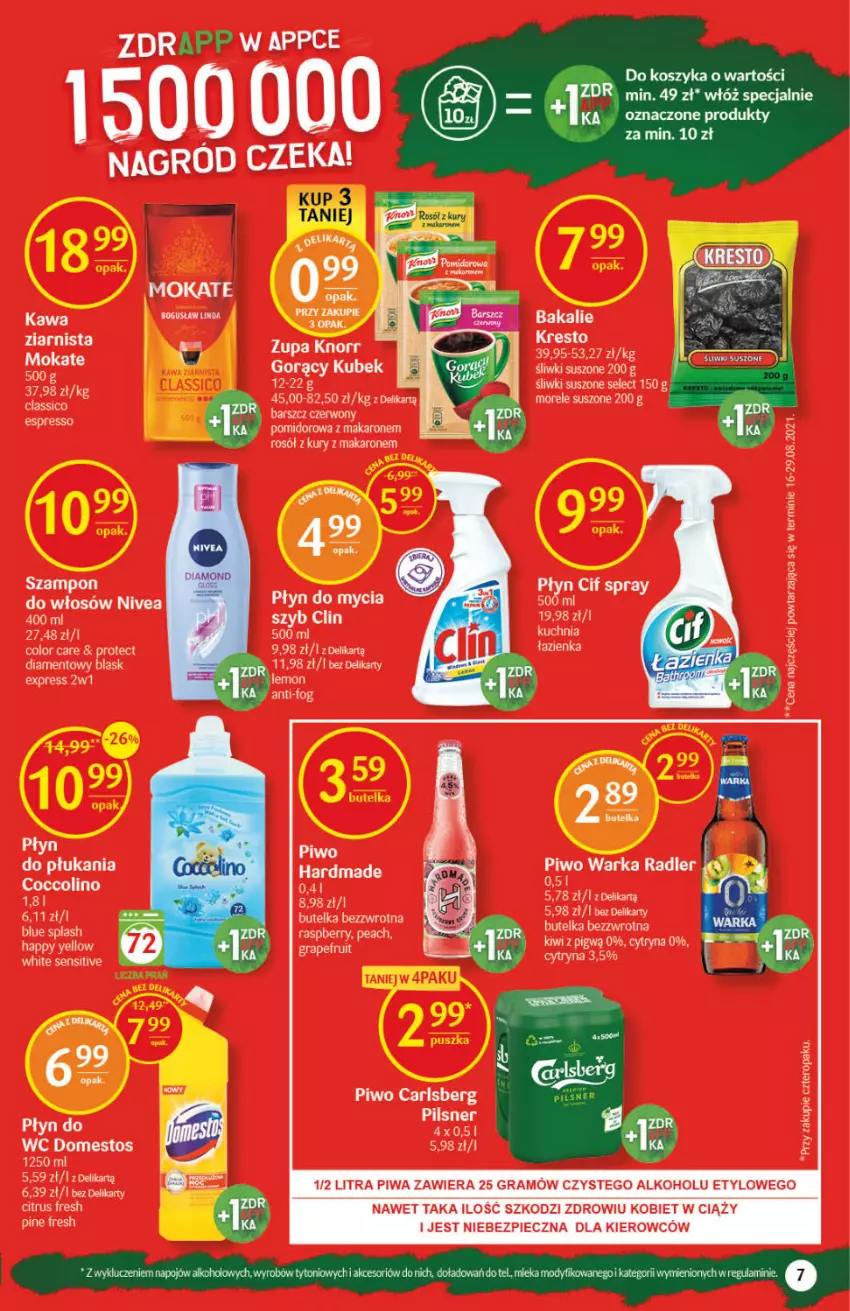 Gazetka promocyjna Delikatesy Centrum - Gazetka DC42 n. fresh - ważna 21.10 do 27.10.2021 - strona 7 - produkty: Carlsberg, Cif, Clin, Domestos, Gra, Kawa, Kiwi, Knorr, Kuchnia, Nivea, Piec, Piwa, Piwo, Płyn do mycia, Radler, Warka, Zupa