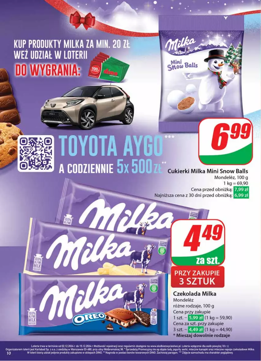 Gazetka promocyjna Dino - Gazetka 50 / 2024 - ważna 11.12 do 17.12.2024 - strona 10 - produkty: Cukier, Cukierki, Czekolada, Jogurt, Lody, Miecz, Milka, Napoje, Ser