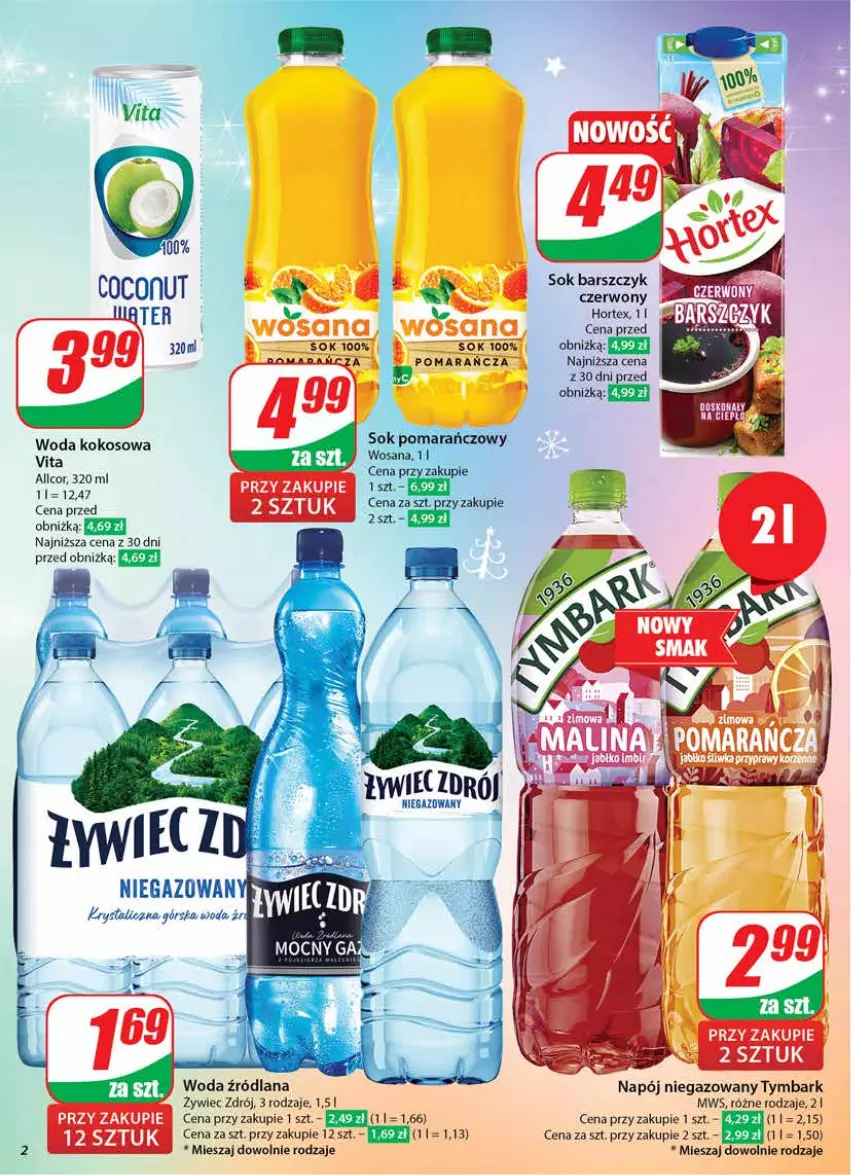 Gazetka promocyjna Dino - Gazetka 50 / 2024 - ważna 11.12 do 17.12.2024 - strona 2 - produkty: Hortex, Kokos, LANA, Napój, Napój niegazowany, Sok, Tymbark, Woda