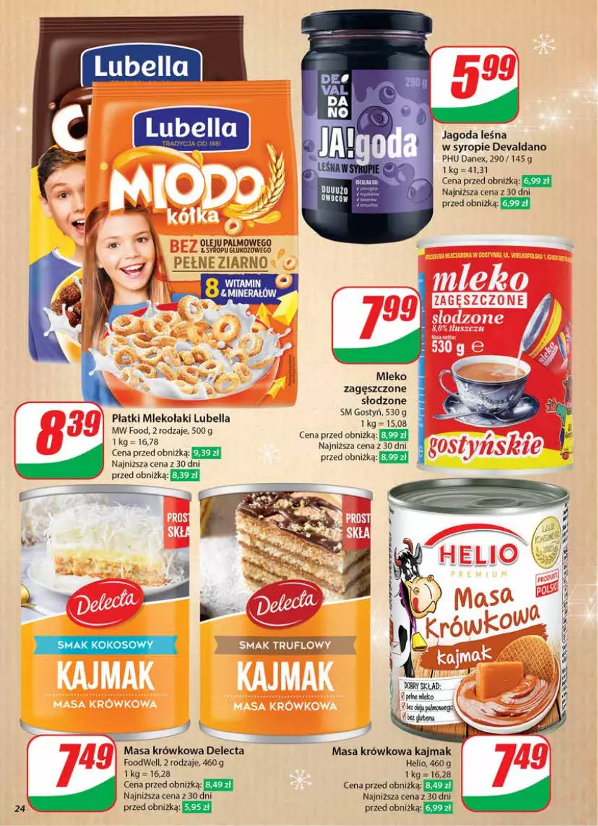 Gazetka promocyjna Dino - Gazetka 50 / 2024 - ważna 11.12 do 17.12.2024 - strona 24 - produkty: Bell, Bella, Delecta, Helio, Kokos, Lubella, Masa krówkowa, Mleko, Mleko zagęszczone, Olej, Syrop