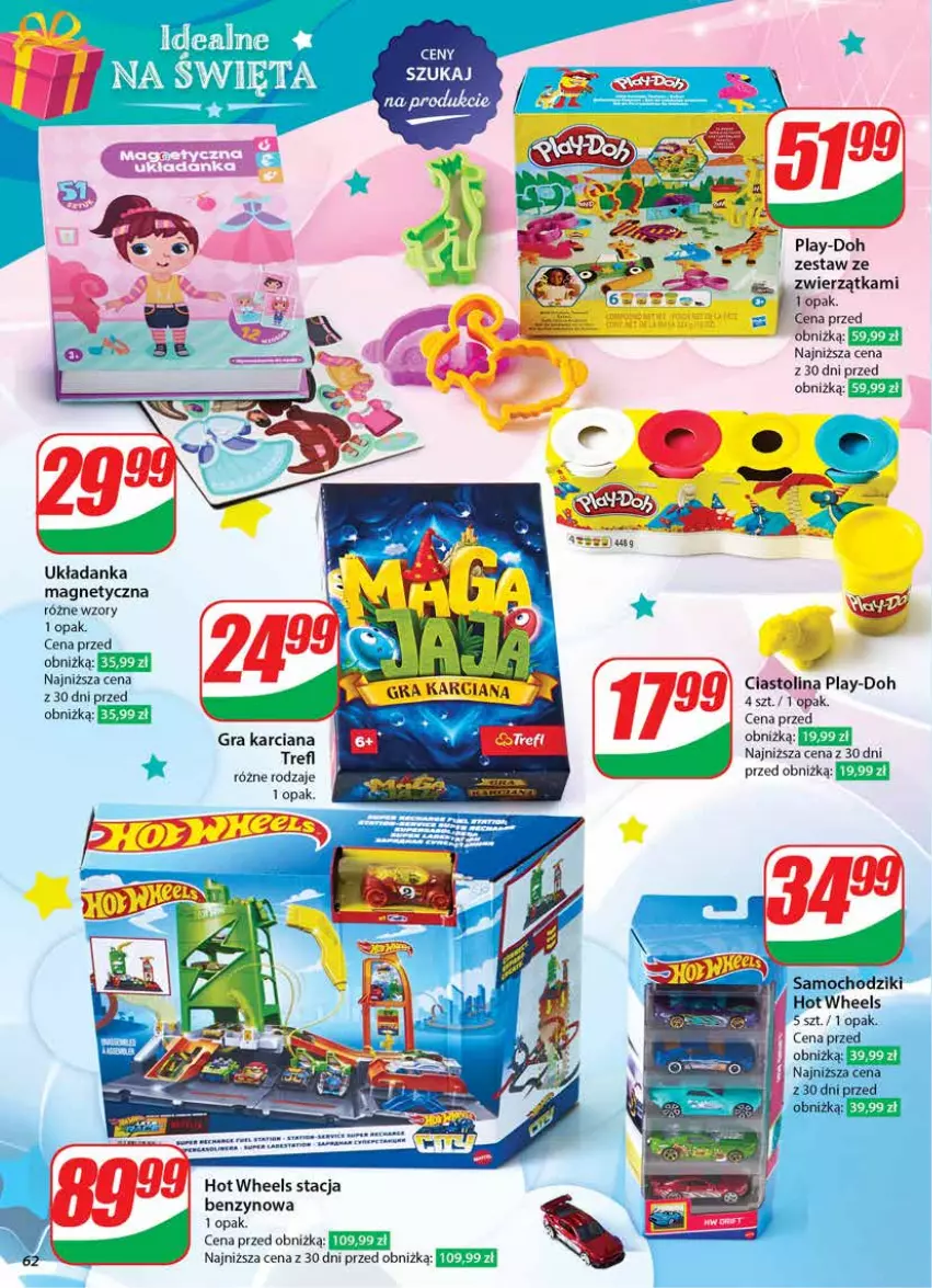 Gazetka promocyjna Dino - Gazetka 50 / 2024 - ważna 11.12 do 17.12.2024 - strona 62 - produkty: Chodzik, EPEE, Gra, Hot Wheels, Klej, Play-Doh, Samochodziki, Układanka