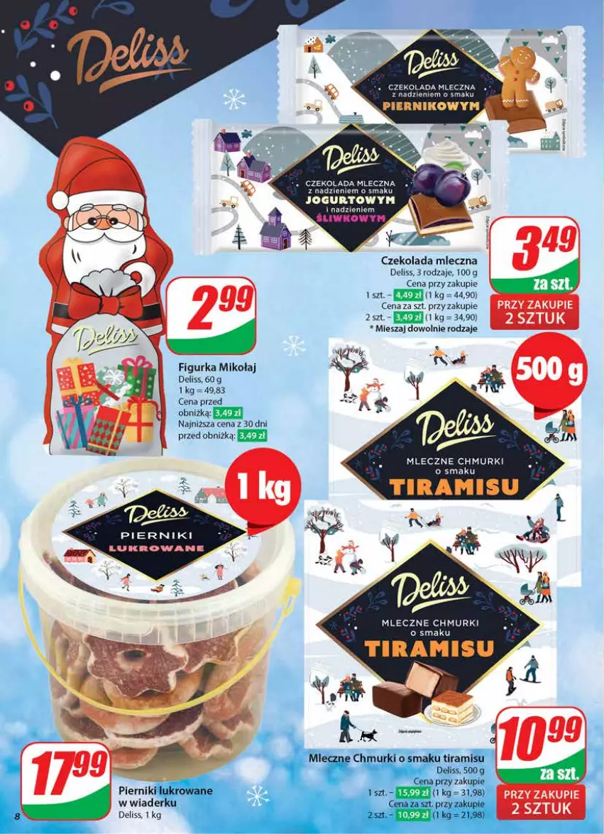 Gazetka promocyjna Dino - Gazetka 50 / 2024 - ważna 11.12 do 17.12.2024 - strona 8 - produkty: Czekolada, Czekolada mleczna, Deliss, Jogurt, Piernik