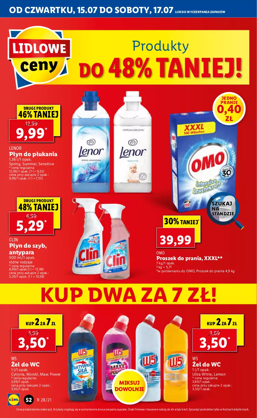 Gazetka promocyjna Lidl - GAZETKA - ważna 15.07 do 17.07.2021 - strona 52 - produkty: Clin, Lenor, Płyn do płukania, Płyn do szyb, Por, Proszek do prania