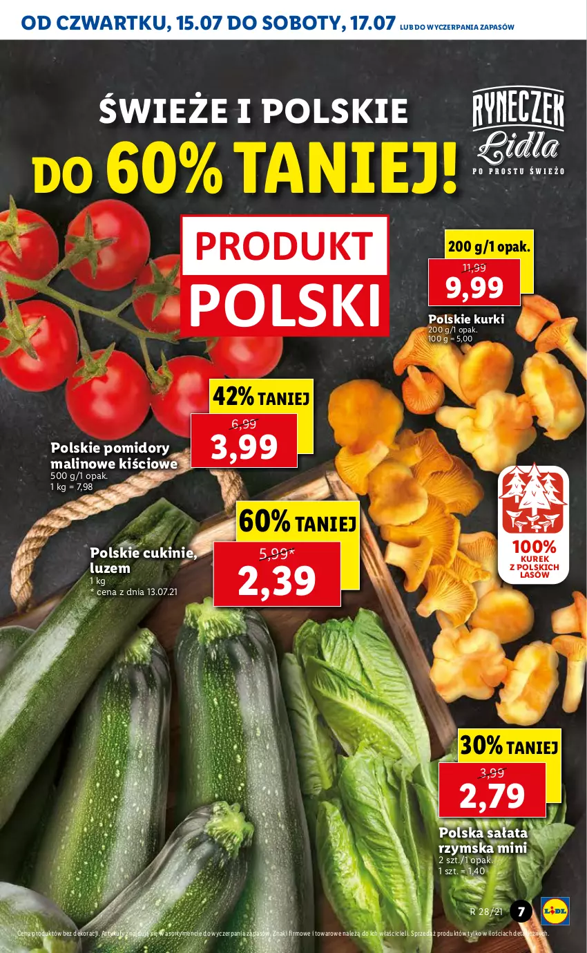 Gazetka promocyjna Lidl - GAZETKA - ważna 15.07 do 17.07.2021 - strona 7 - produkty: Pomidory, Sałat