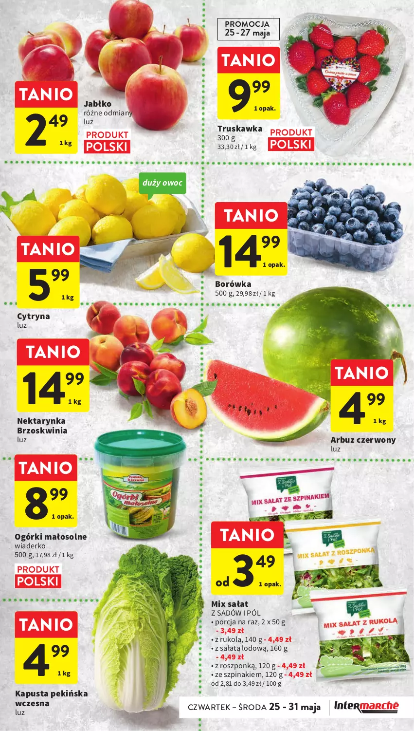 Gazetka promocyjna Intermarche - Gazetka Intermarche - ważna 25.05 do 31.05.2023 - strona 17 - produkty: Arbuz, Borówka, Nektar, Nektarynka, Por, Sałat, Szpinak