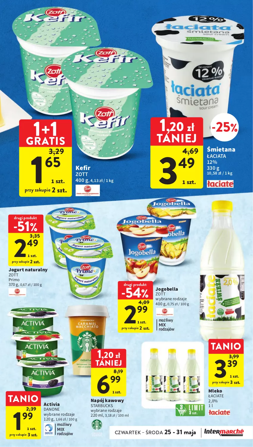 Gazetka promocyjna Intermarche - Gazetka Intermarche - ważna 25.05 do 31.05.2023 - strona 27 - produkty: Activia, Bell, Bella, Danone, Gra, Jogobella, Jogurt, Jogurt naturalny, Kefir, Mleko, Napój, Zott, Zott Primo