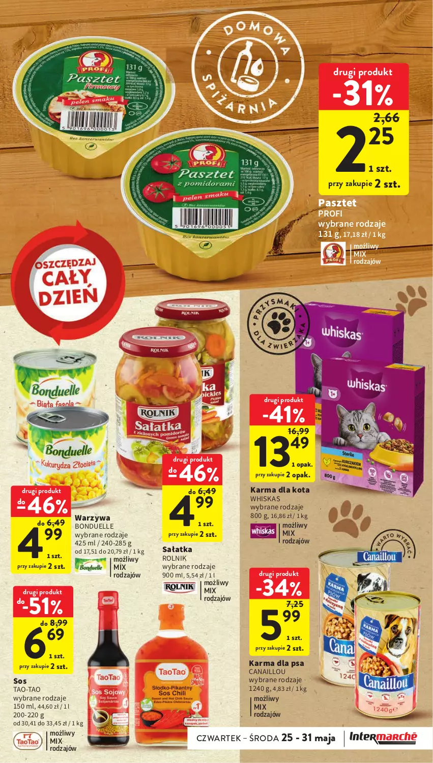 Gazetka promocyjna Intermarche - Gazetka Intermarche - ważna 25.05 do 31.05.2023 - strona 31 - produkty: Bonduelle, Canaillou, Pasztet, Rolnik, Sałat, Sałatka, Sos, Warzywa, Whiskas