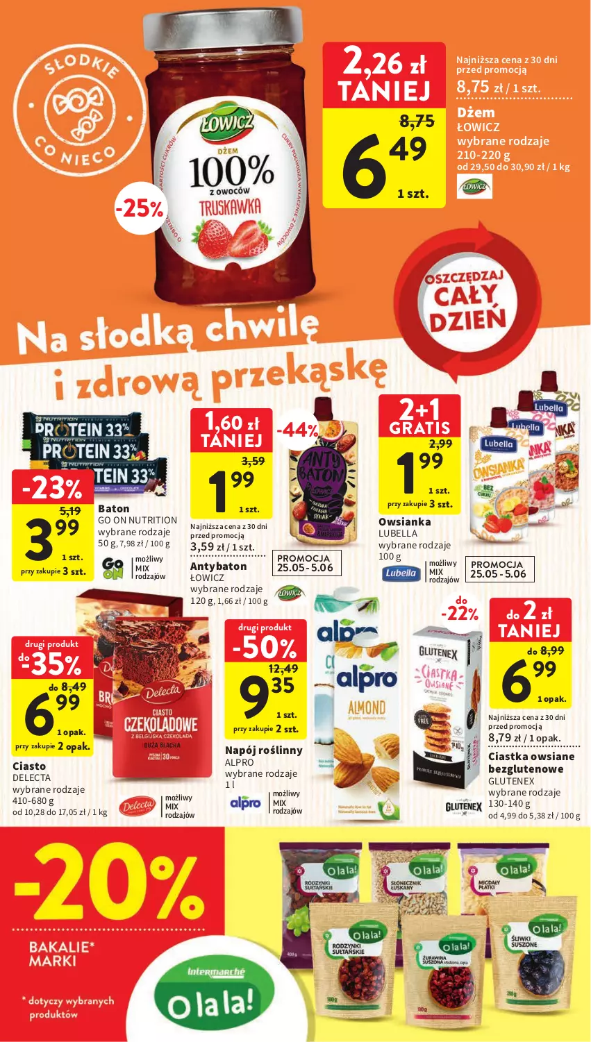 Gazetka promocyjna Intermarche - Gazetka Intermarche - ważna 25.05 do 31.05.2023 - strona 32 - produkty: Alpro, Baton, Bell, Bella, Ciastka, Ciastka owsiane, Delecta, Dżem, Gra, Lubella, Napój, Napój roślinny, Owsianka, Tenex