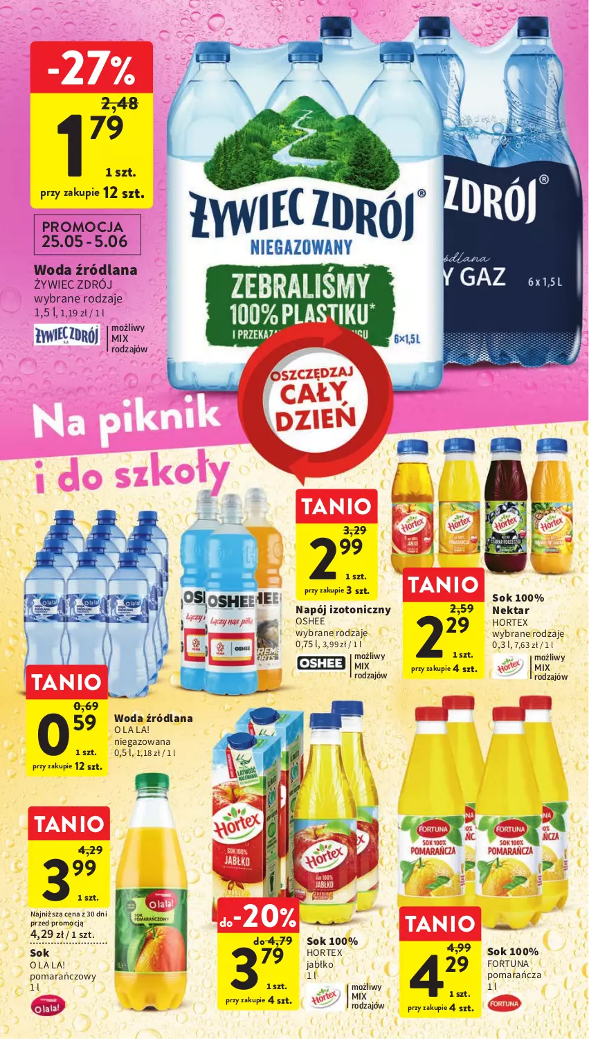 Gazetka promocyjna Intermarche - Gazetka Intermarche - ważna 25.05 do 31.05.2023 - strona 34 - produkty: Fortuna, Hortex, LANA, Napój, Napój izotoniczny, Nektar, Oshee, Sok, Woda