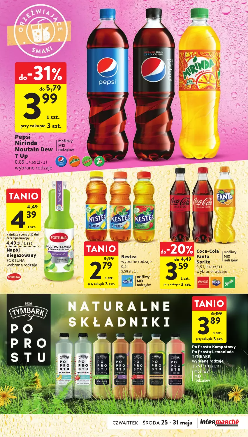 Gazetka promocyjna Intermarche - Gazetka Intermarche - ważna 25.05 do 31.05.2023 - strona 35 - produkty: Coca-Cola, Fa, Fanta, Fortuna, Lemoniada, Mirinda, Napój, Napój niegazowany, Nestea, Pepsi, Sprite, Tymbark