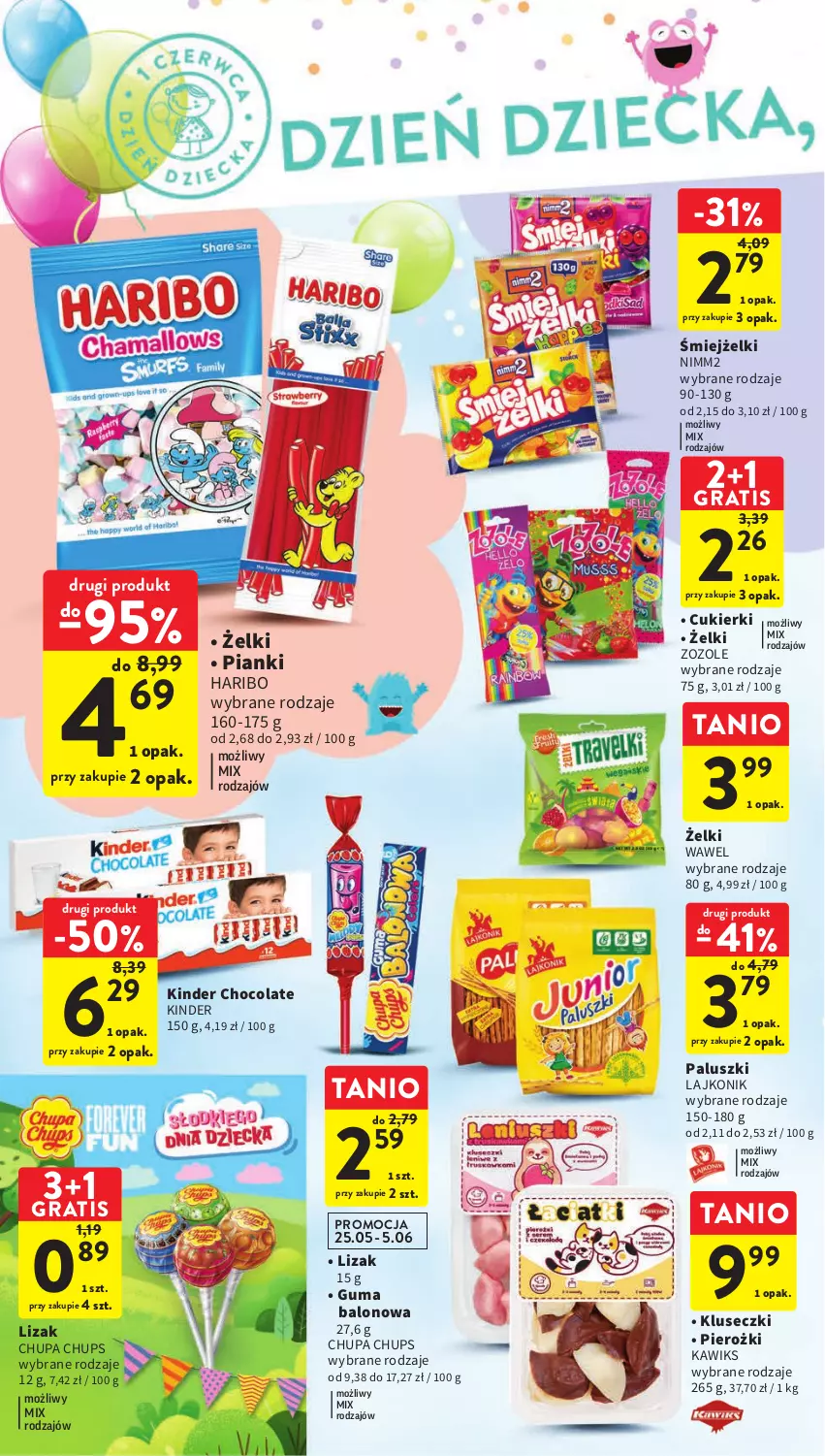 Gazetka promocyjna Intermarche - Gazetka Intermarche - ważna 25.05 do 31.05.2023 - strona 6 - produkty: Chupa Chups, Cukier, Cukierki, Gra, Haribo, Kinder, Lajkonik, Nimm2, Wawel