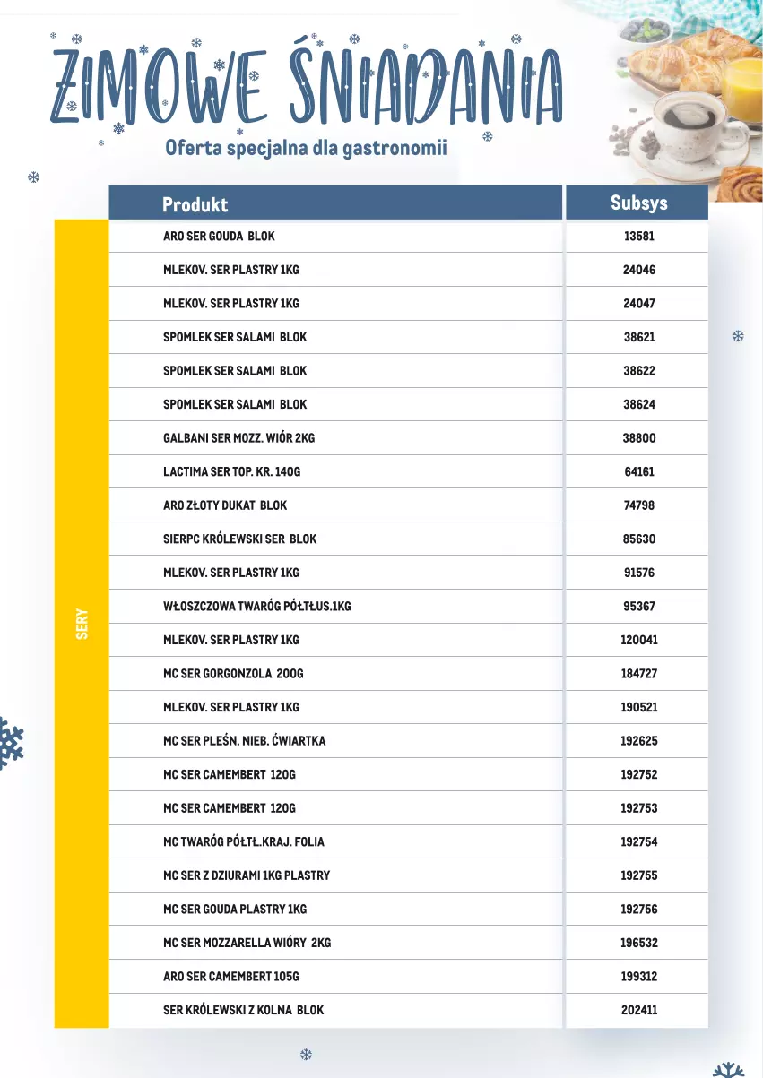 Gazetka promocyjna Makro - Zimowe śniadania - oferta specjalna dla Gastronomii - ważna 17.01 do 28.02.2022 - strona 3 - produkty: Camembert, Galbani, Gorgonzola, Gouda, Gouda plastry, Królewski, LG, Mleko, Mozzarella, Salami, Ser, Ser salami, Ser z dziurami, Top, Twaróg, Złoty dukat