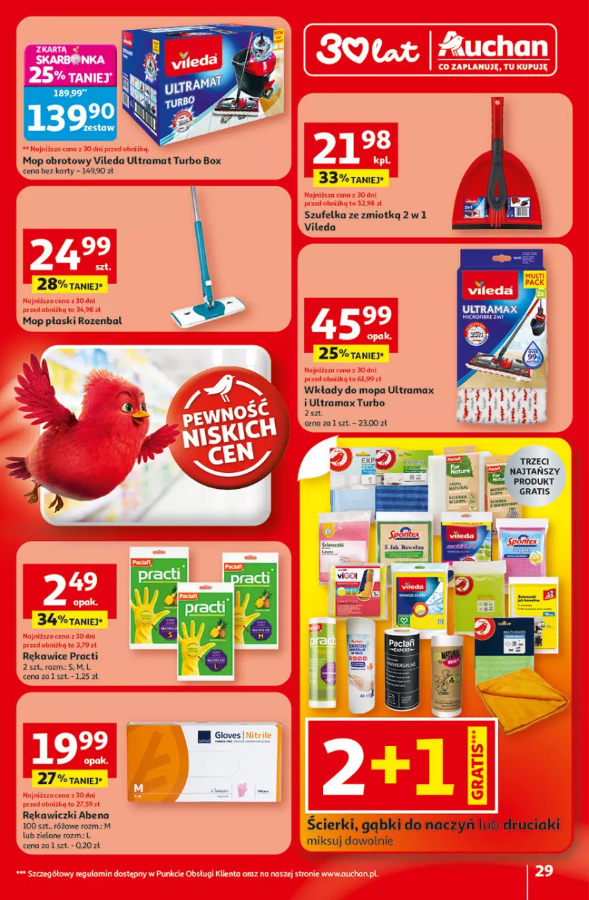 Gazetka promocyjna Auchan - Gazetka 30 Lat Hipermarket Auchan - ważna 19.02 do 25.02.2026 - strona 29 - produkty: Gra, Mop, NBA, Rama, Rękawice, Szufelka, Vileda